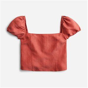 SQUARENECK LINEN-CUPRO TOP JCREW XS LINEN CROP TOP